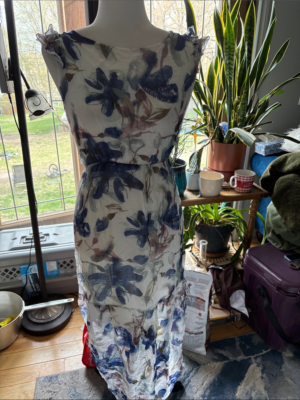 Sleeveless Blue Floral Maxi Dress - Elegant Summer Style